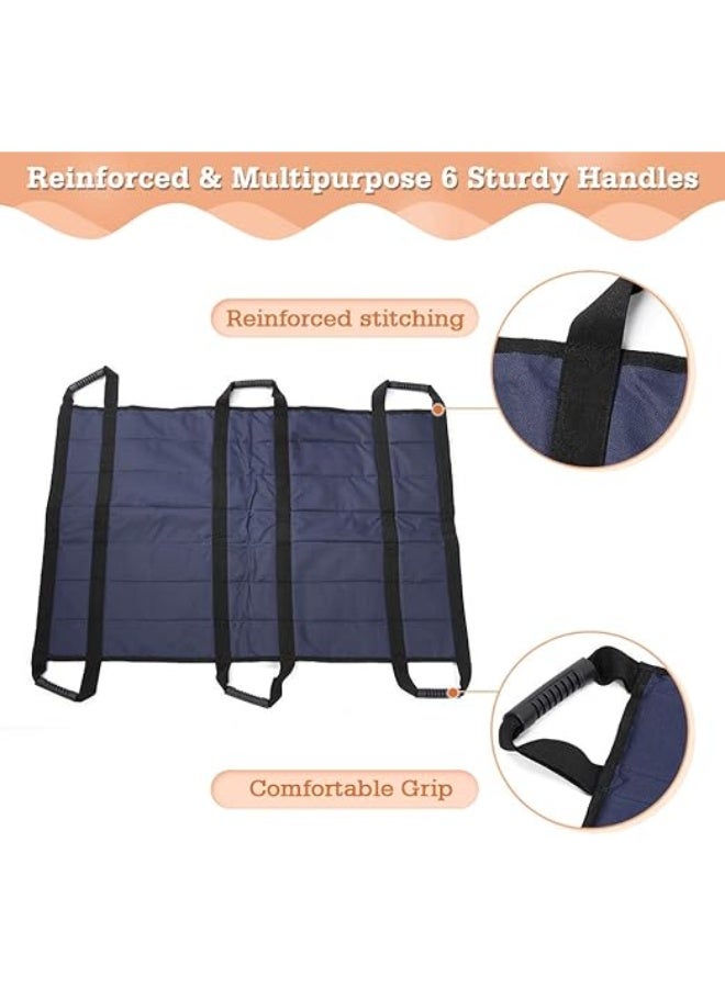 ملاية مرتبة بنمط لوح لنقل وتحريك المريض بطبقات منزلقة وتصميم متوافق مع سرير المستشفى لشخص طريح الفراش، مناسب لمنع تقرحات السرير وسهولة تغيير الموضع لكبار السن 6 مقابض - Image 3